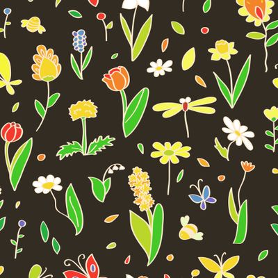 Весенние цветы на черном