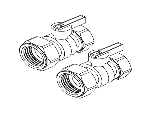 Комплект двух никелированных шаровых кранов 1&amp;quot; для коллекторов, REHAU