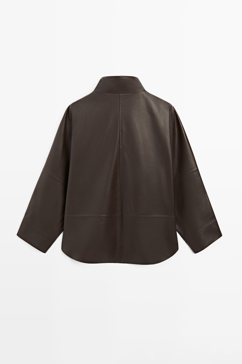 Massimo Dutti Парка-кейп из кожи наппа, коричневый