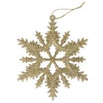 Украшение елочное подвесное "Снежинка золотистая" ЗОЛОТАЯ СКАЗКА, НАБОР 4 шт, 13 см, глиттер, 591132