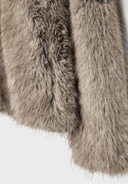 STRADIVARIUS Шуба из искусственного меха с высоким воротником, бежевый