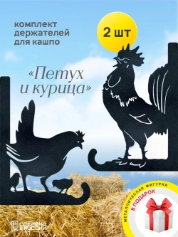 Кронштейны для кашпо Курица и Петух-2 шт черные