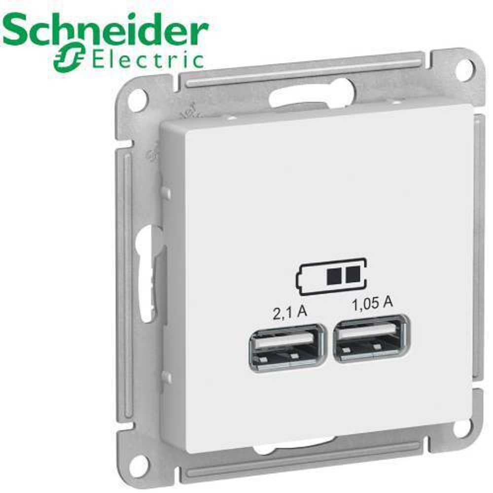 Розетка 2-я USB (белый) AtlasDesign Schneider ATN000133