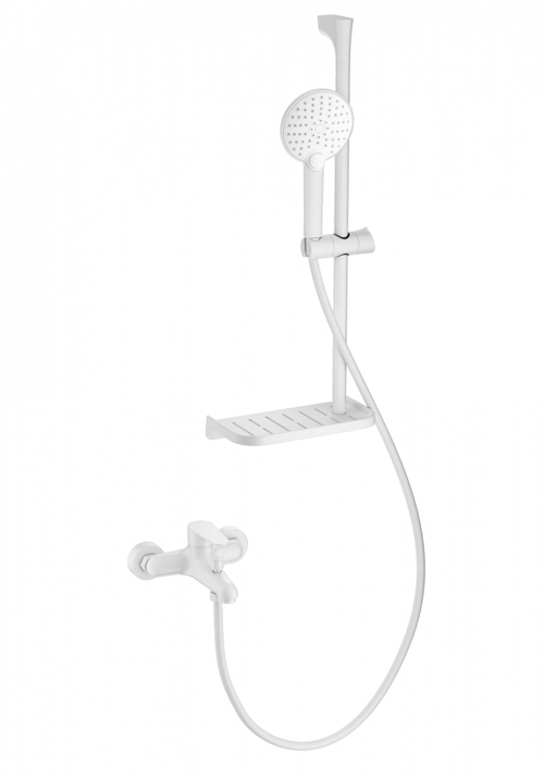 Смеситель для ванны с душевым гарнитуром WONZON & WOGHAND ALFA, Белый матовый (WW-AE3201-MW)