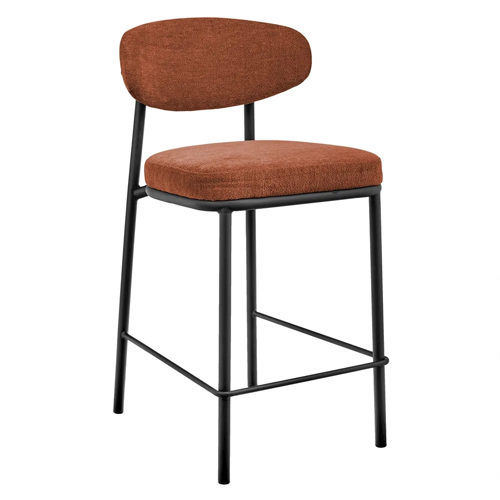 Стул полубарный Bradex Home Lucas 2 терракотовый шенилл с чёрными ножками