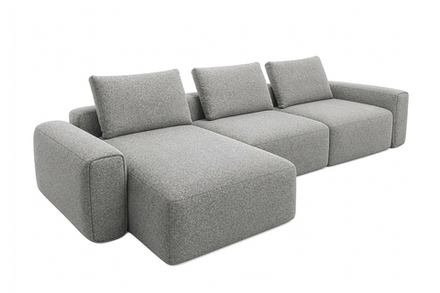 Диван Garda Decor трехместный Турин (Turin)(3 секции) с канапе и мех черно, серый Santo1606 355*163,5**68 см