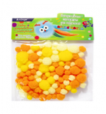 Декоративный материал Alingar, "Солнечные цвета" (оранж,желт,св-желт), пушистые помпоны, 80 шт, микс, пакет с европодвесом