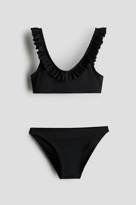 H&M КУПАЛЬНИК С ВОЛАНАМИ, ЧЕРНЫЙ