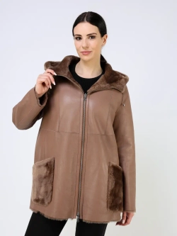 Дубленка зимняя двухсторонняя шуба с капюшоном