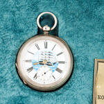 Карманные серебряные часы с парусником
