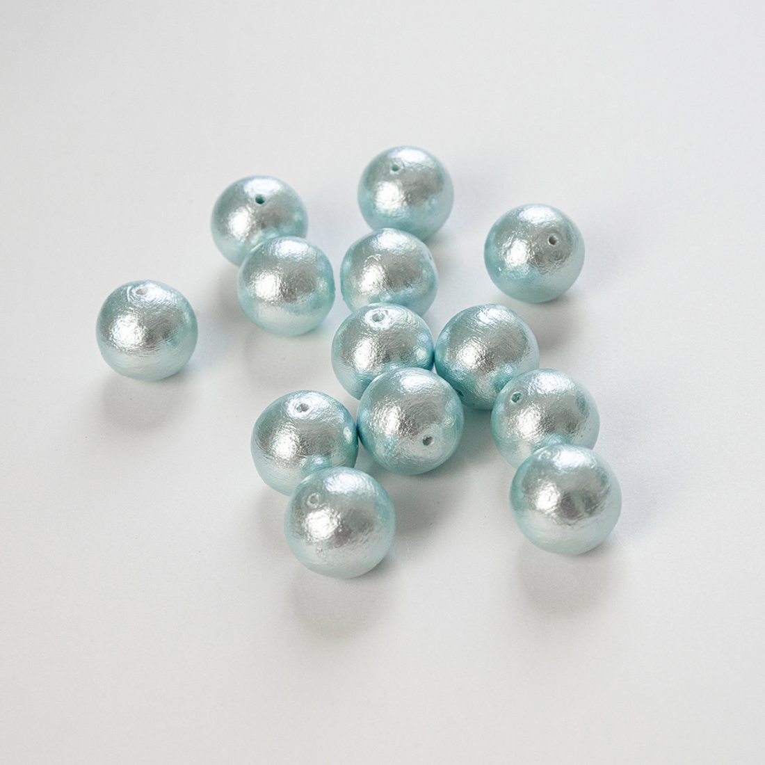 Хлопковый жемчуг, оттенок "Aqua", шар 18мм, сквозное отверстие
