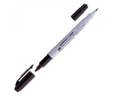 Маркер Crown "Multi", Twin, перманентный двусторонний, 1-2 мм, черный (P-800W)