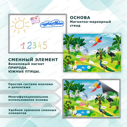 Комплект развивающий ПРИРОДА. ЮЖНЫЕ ПТИЦЫ. 2192