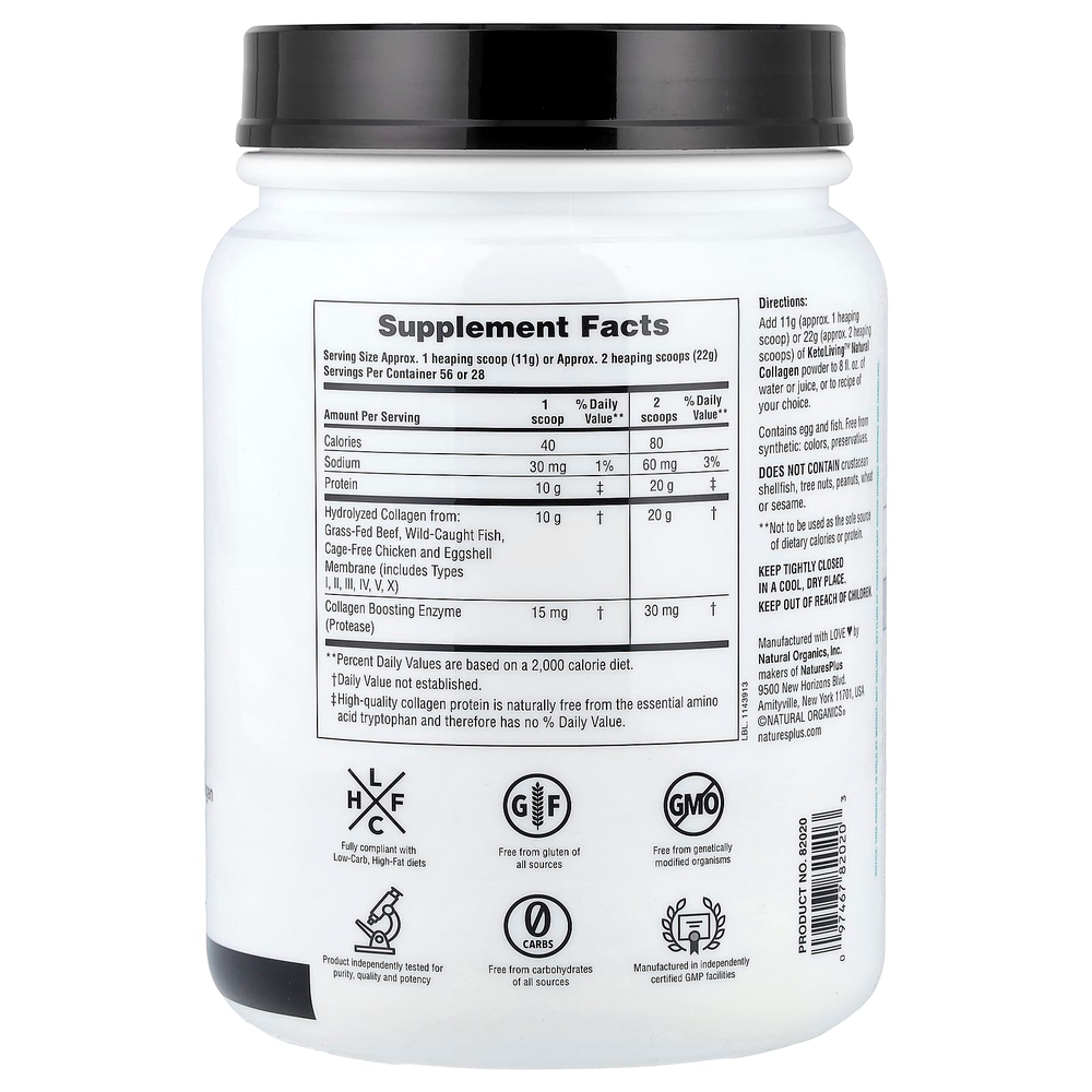 NaturesPlus, KetoLiving ™, натуральный коллаген, 616 г (1,36 фунта)