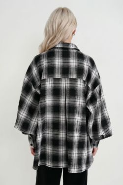 Рубашка из фланели в серо-черную клетку