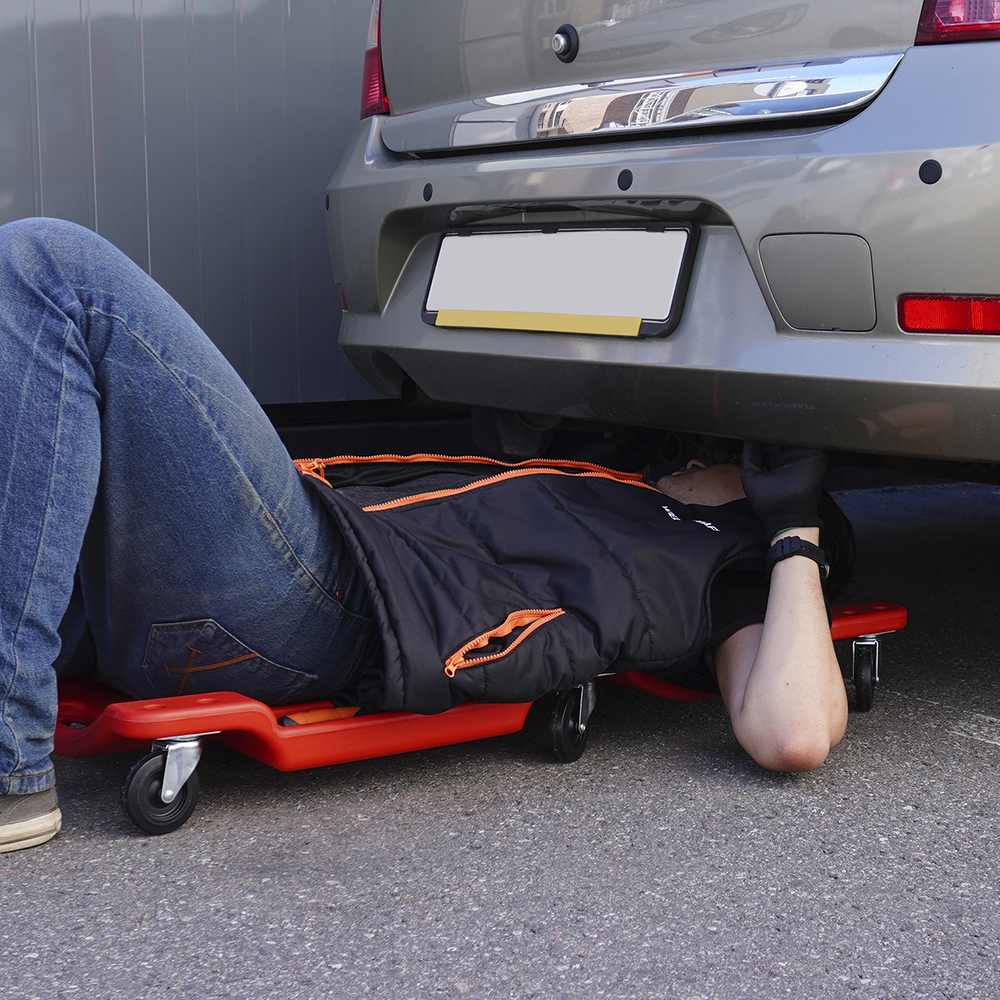 WDK-84068R Лежак ремонтный подкатной, пластиковый, красный