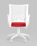 Кресло офисное Topchairs ST-BASIC-W спинка белая сетка сиденье красная ткань крестовина белый пластик