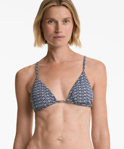 OYSHO Жаккардовый треугольный топ бикини, темно-синий