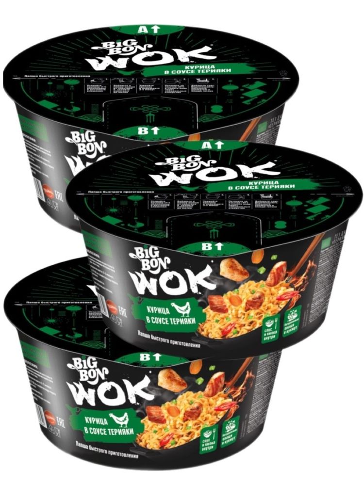 Лапша Big Bon WOK Курица терияки 85 г 3 шт