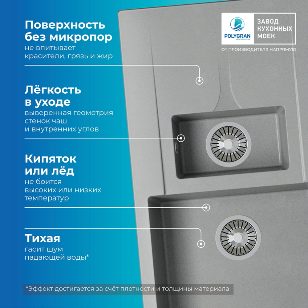 Мойка POLYGRAN BRIG-870 серый №14
