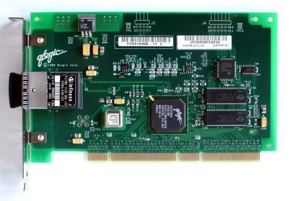 Контроллер QLogic 64-bit 66MHz PCI to 1Gb FC Adapter, multi-mode optic QLA2200F