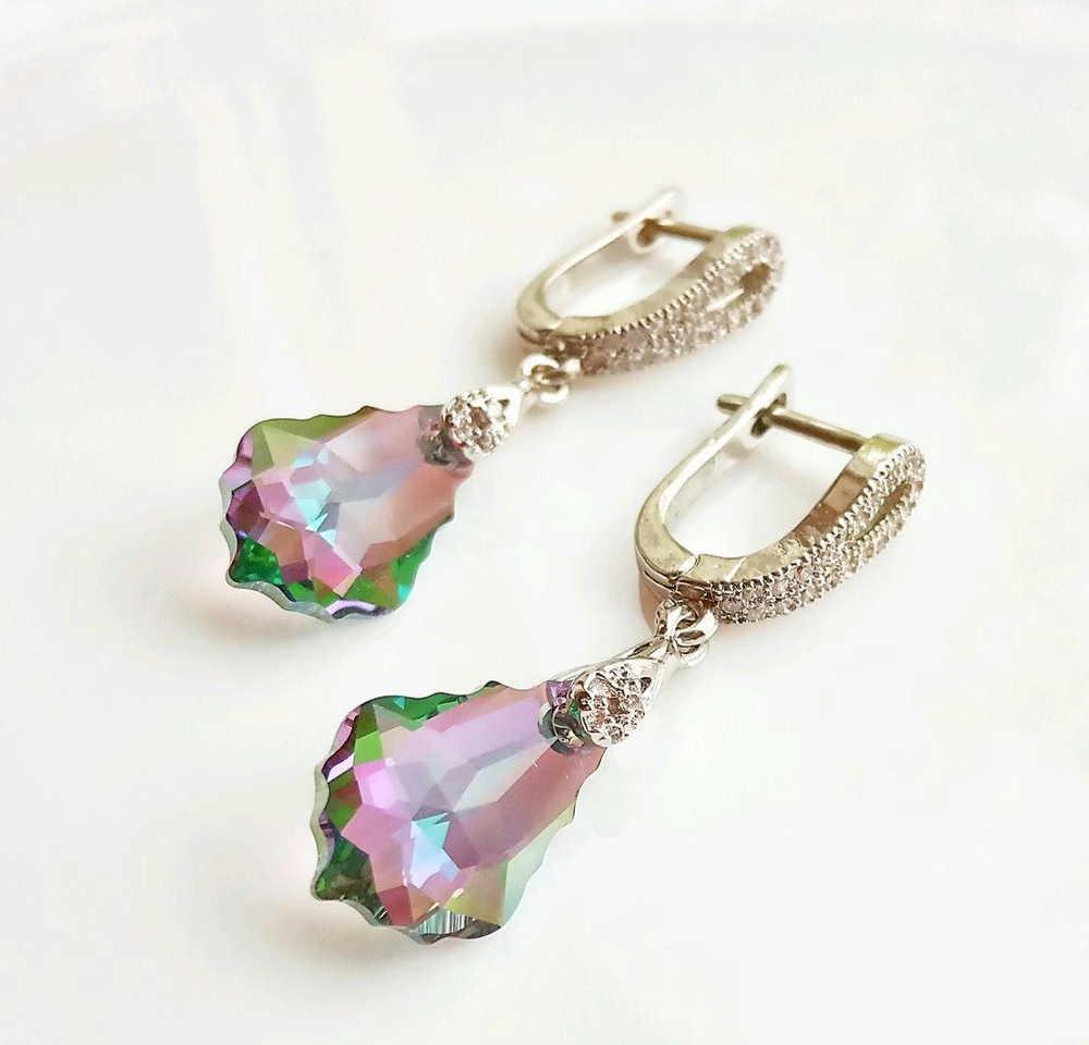 Серьги с кристаллами Сваровски на новый год