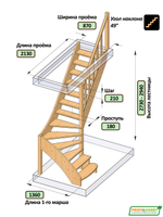 Лестница на второй этаж ЛС-07м/4 Правая