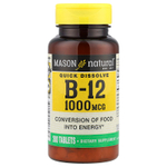 Mason Natural, быстрорастворимый витамин B12, 1000 мкг, 200 таблеток