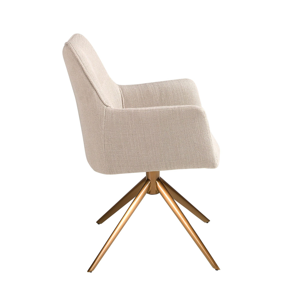 Поворотное кресло 4237 из кремовой ткани