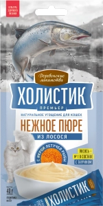 ХОЛИСТИК ПРЕМЬЕР Лакомство для кошки Нежное пюре из лосося, 4*10 г