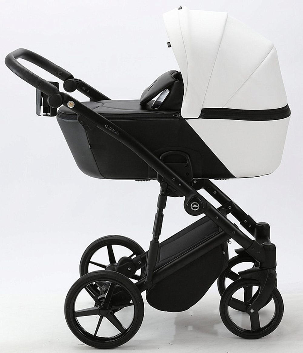 Детская коляска Adamex Mobi Deluxe 2 в 1 M-SD01 (БЕЛАЯ+ЧЕРНАЯ КОЖА)