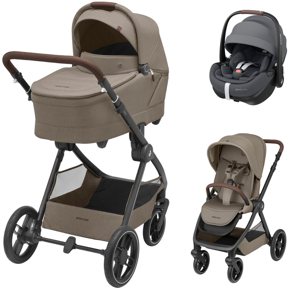 Коляска детская Maxi-Cosi Oxford Plus 3 в 1 с автокреслом Pebble 360 Pro Twillic Graphite 1978470110 Twillic Truffle/Трюфель