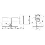 Цилиндровый механизм (AX102/60) AX1002Knob60 (25+10+25) PB латунь с вертушкой