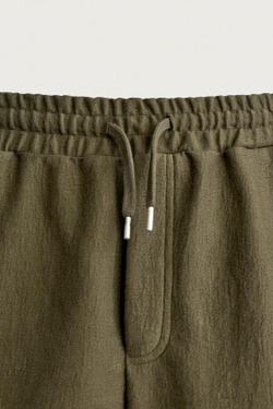 ZARA ШОРТЫ-ДЖОГГЕРЫ ИЗ РЕЛЬЕФНОЙ ТКАНИ, ХАКИ
