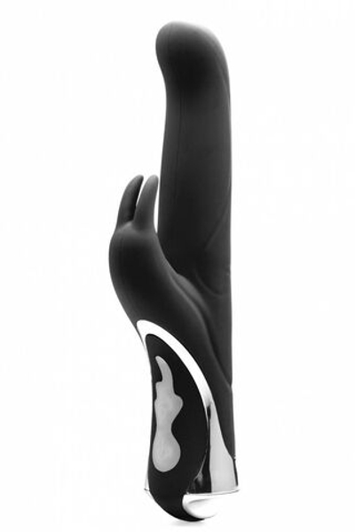 Чёрный перезаряжаемый вибратор Rechargeable Rabbit Purple - 23,5 см. (Цвет: черный)