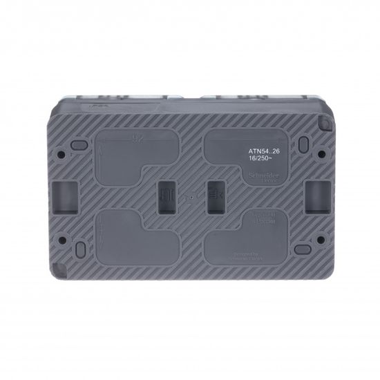 Розетка 2-м ОП AtlasDesign PROFI 16А IP54 заземл. защ. шторки антрацит SE ATN544026