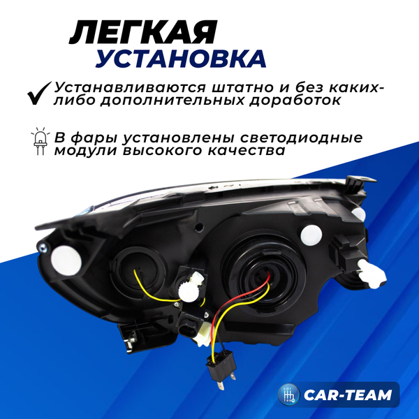 Фары Лада Гранта FL передние в стиле AUDI "Best Partner" с двумя Bi-LED модулями с ДХО и плавающими поворотниками