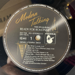 Винтажная виниловая пластинка LP Modern Talking Ready For Romance (The 3rd Album) (Германия 1986) Brother Louie