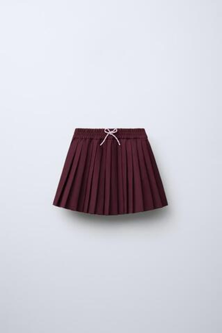 ZARA ЮБКА В СКЛАДКУ, ЦВЕТ БУРГУНДСКОГО ВИНА