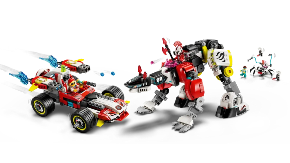 Конструктор LEGO DREAMZzz 71497 Робот-тигр Купера и Hot Rod машина Зеро