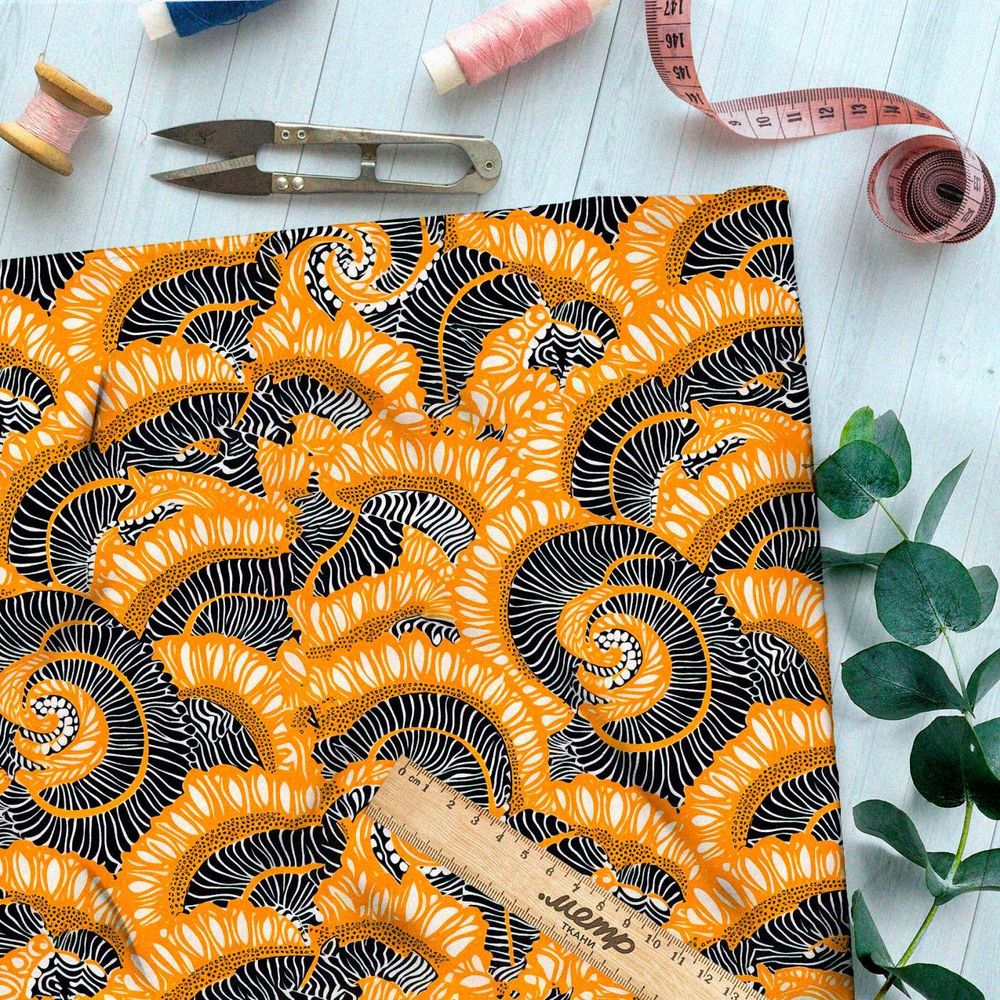 Ткань премиум шифон морская фантасмагория