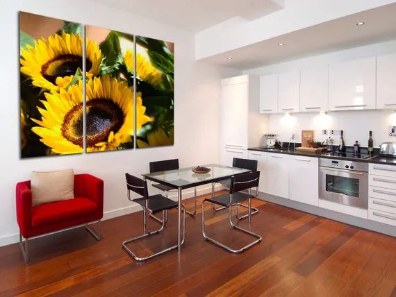 Модульная картина "Желтые подсолнухи"