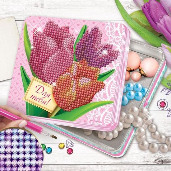 Алмазная мозаика на шкатулке Киса, Коты аристократы, 14 * 13,6 см