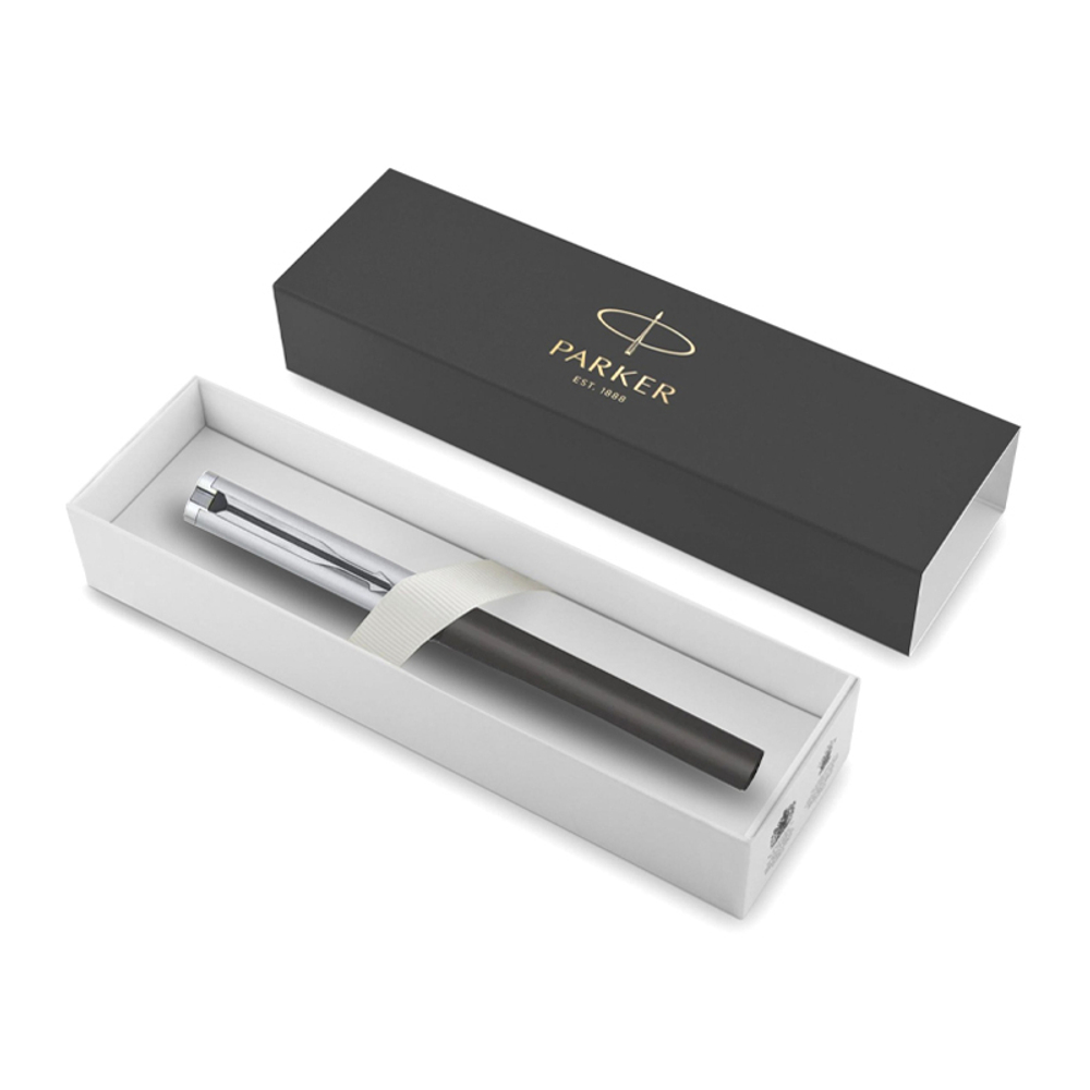 Parker Beta Premium Silver, шариковая ручка, стержень Systemark М синий, подар.кор.