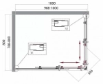 Душевой уголок BelBagno UNO-195-AH-2-100/80-P-Cr матовый, хром, пристенный, 195x100 см