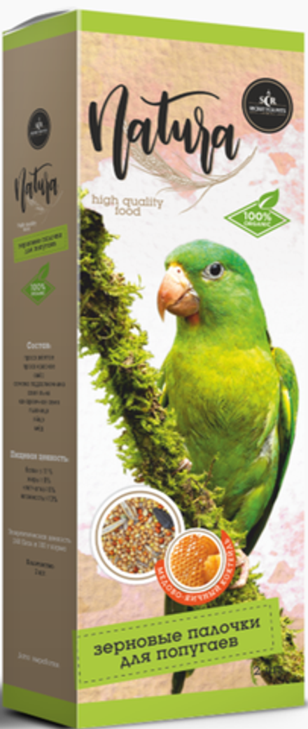 Зерновые палочки Секрет Натура для попугаев медово-яичный коктейль
