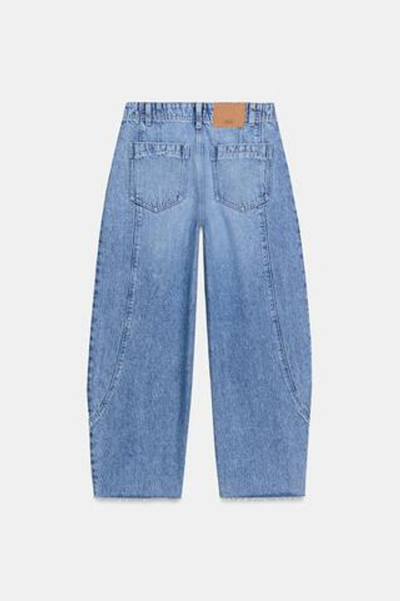 ZARA ДЖИНСЫ Z1975 BARREL С ВЫСОКОЙ ПОСАДКОЙ И УКОРОЧЕННЫМ КРОЕМ, ВЫЦВЕТШИЙ СИНИЙ
