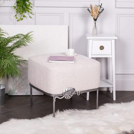 Банкетка Monstera Deliciosa (Монстера) Квадро Айвори Античное серебро