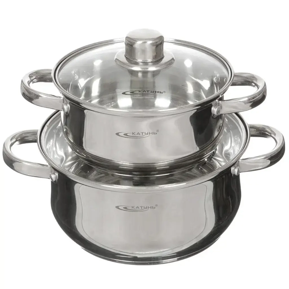 Набор кастрюль из нержавеющей стали 4 предмета «Гретта» (2,2л+3,2л) Катунь
