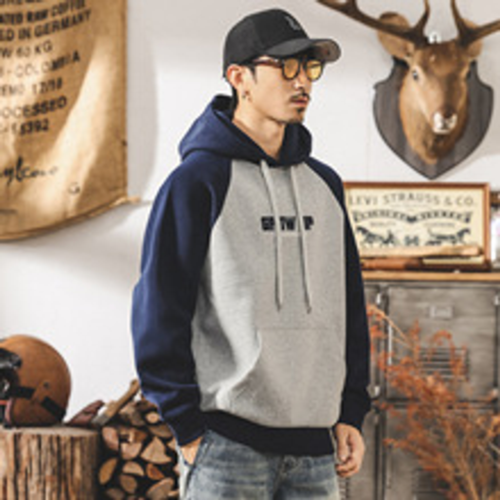 Mountain Fashion Brand Splicing свободный повседневный комбинированный худи для мужчин